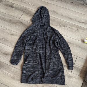 PacSun Black & Gray Hooded Knit Cardigan